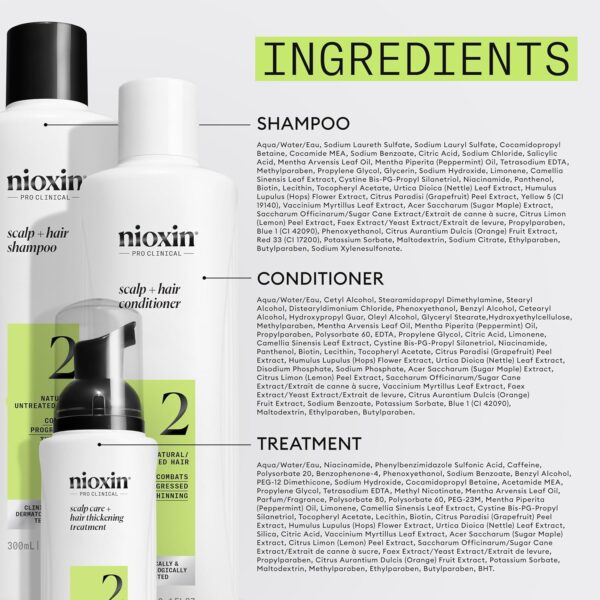 Nioxin Scalp + Hair Thickening System Kits | For Natural, Colored, & Damaged Hair with Light to Progressed Thinning | Strengthen & Boost Hair Density with Niacinamide & Biotin | 1 Month Supply - Image 9