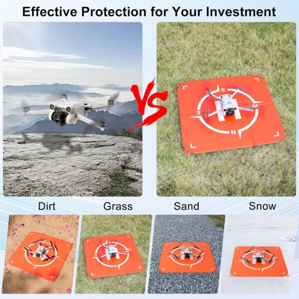 JISONCASE Drone Landing Pad, Universal Portable Double-Sided Waterproof Fast-fold Helipad, Landing Pad Weighted for DJI Neo/Mini 4k/Mini 4 Pro/Mini 3/Air 3S/Avata 2/Mavic 3 Pro Drones etc (20 inch) - Image 3