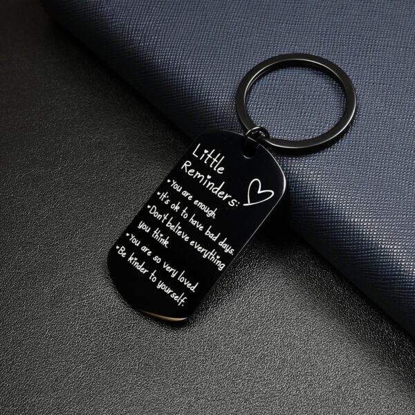OUMILAN Little Reminders Keychain Inspiration Gifts for Women Men Affirmation Uplifting Mental Health You Are Enough Keyring - Image 4